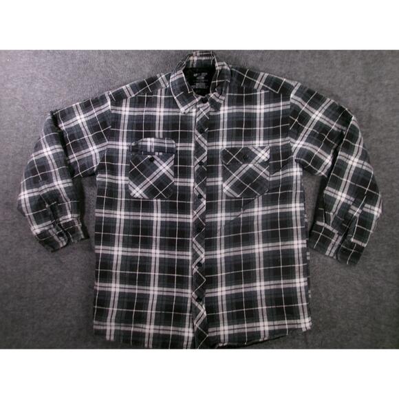 Grit Iron Shirt Men Extra Large Grey Plaid Flannel Shacket Workwear Quitted - Picture 1 of 9